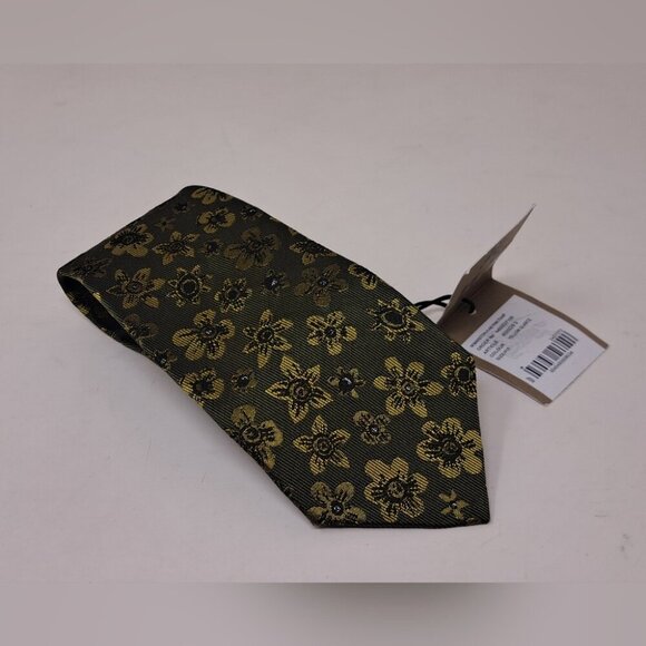 NWT Burberry Men's Neck Tie Green Floral 100% Silk England 58" - Picture 2 of 13